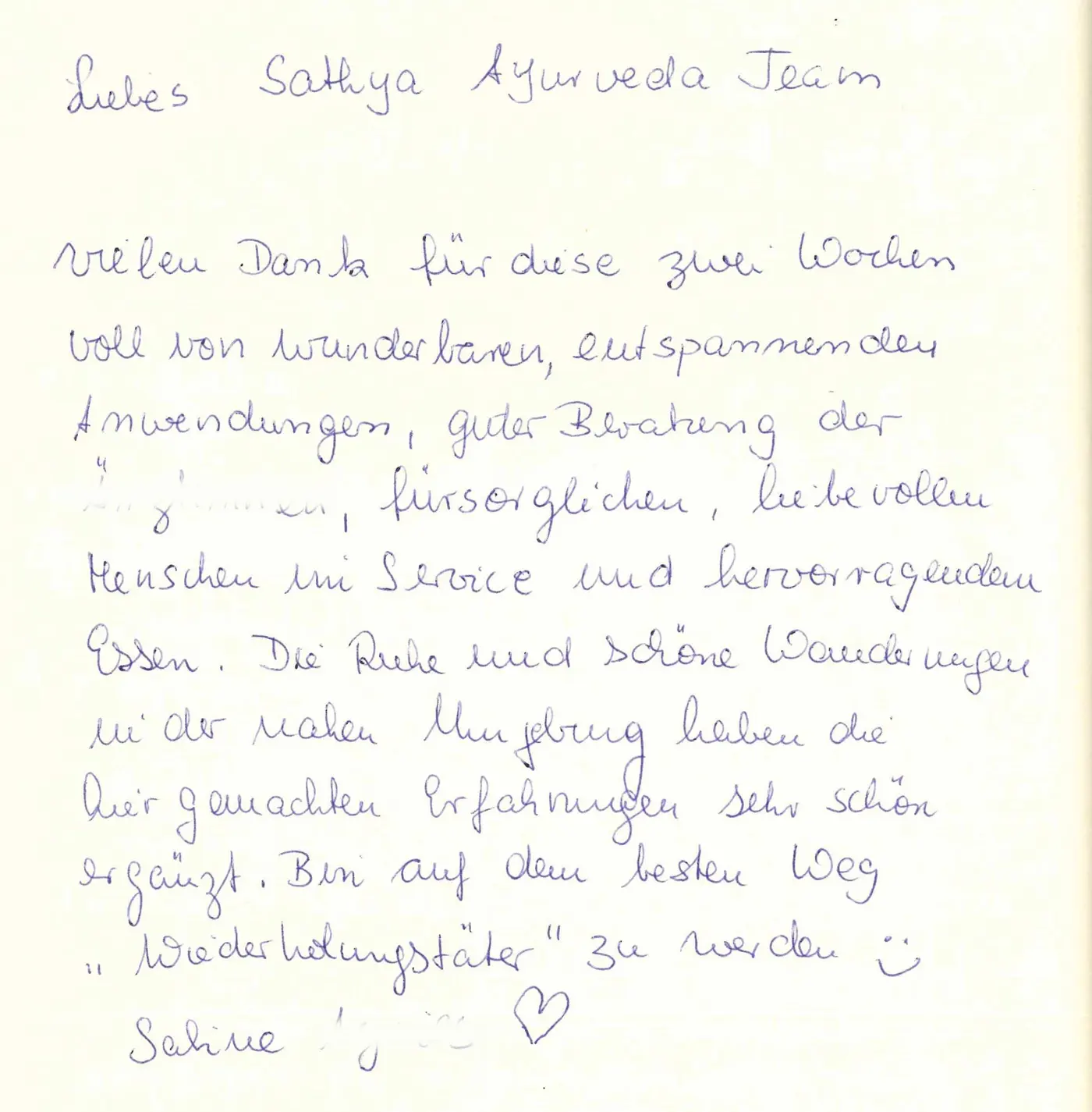 Ganze Seite aus dem Gästebuch von Sabine