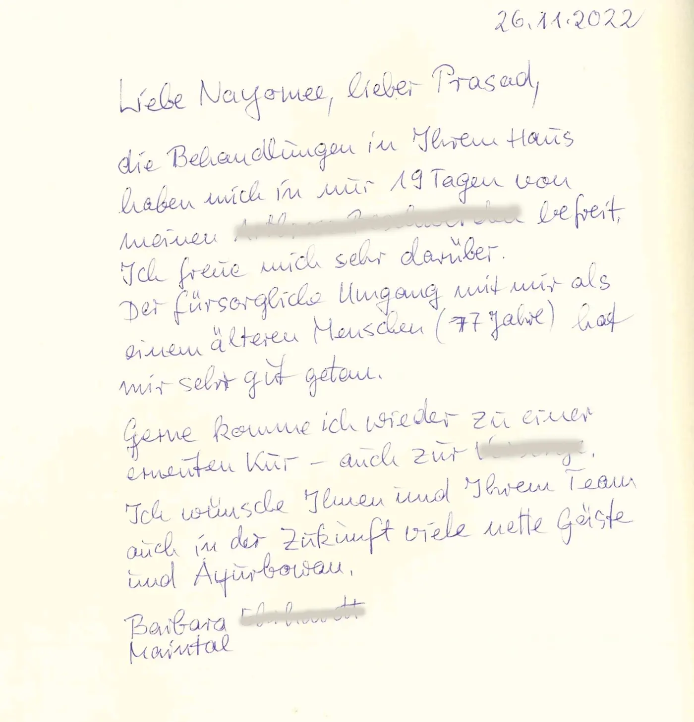 Ganze Seite aus dem Gästebuch von Barbara